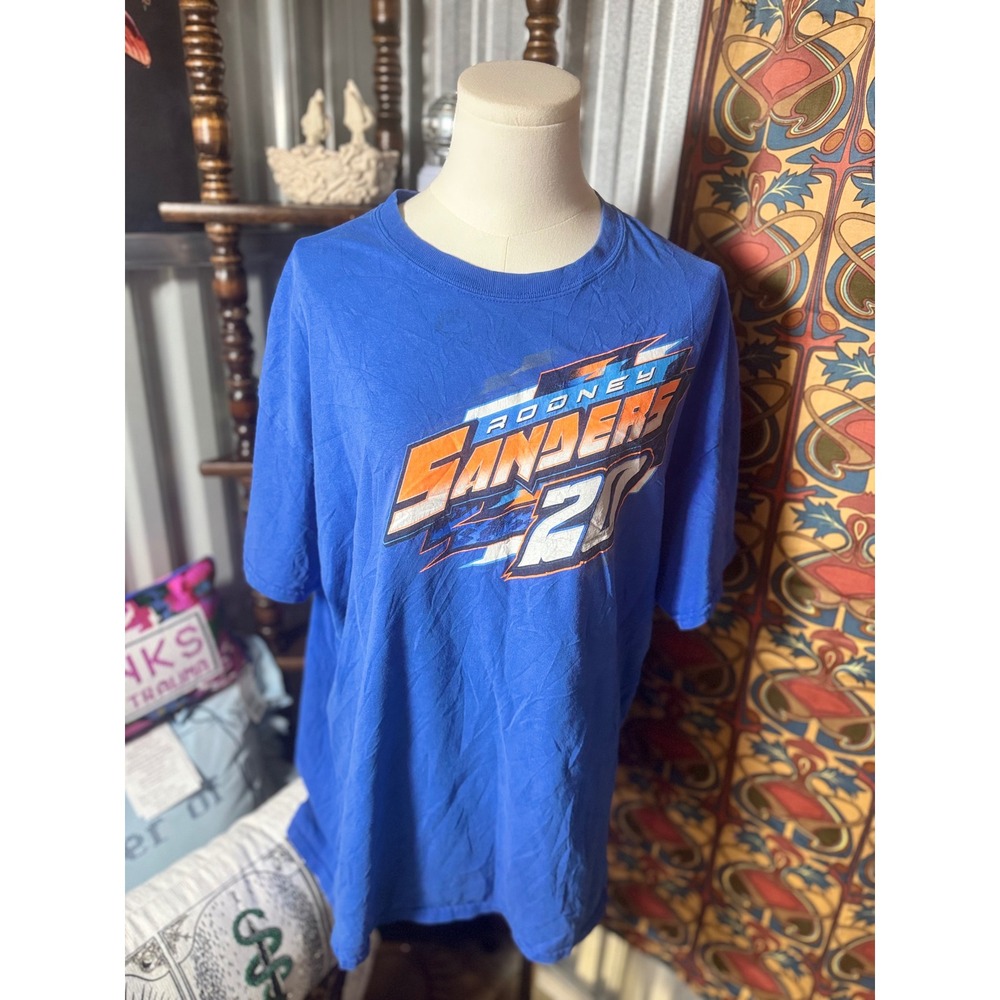 Rodney‎ Sanders 20 Racing T Shirt Gildan Ultra Cotton Blue XL